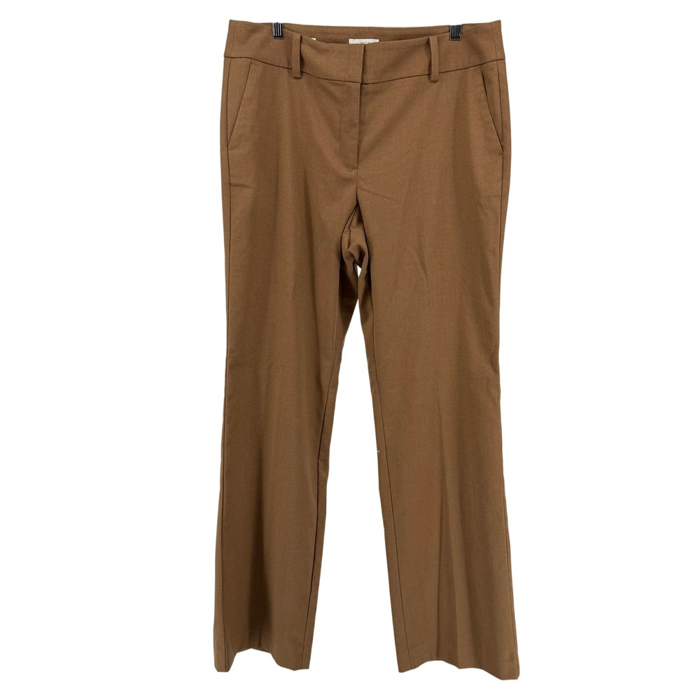 Loft Outlet Brown Trouser Pants Straight Leg Size 12 NWT Career Chevron Camel